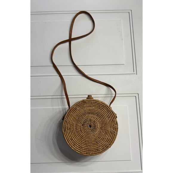 Round Rattan Straw Bag Wicker Purse Boho Bag for Women Cross Body Cottagecore - Picture 5 of 6